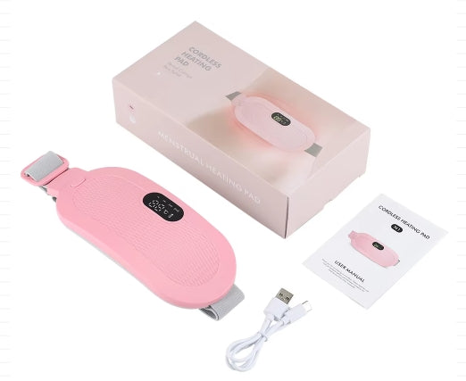 Portable Heated Massage Belt Menstrual Pain Relief Hot Compress Pad Abdominal Thermal Vibration Massager Period Warm Palace Belt